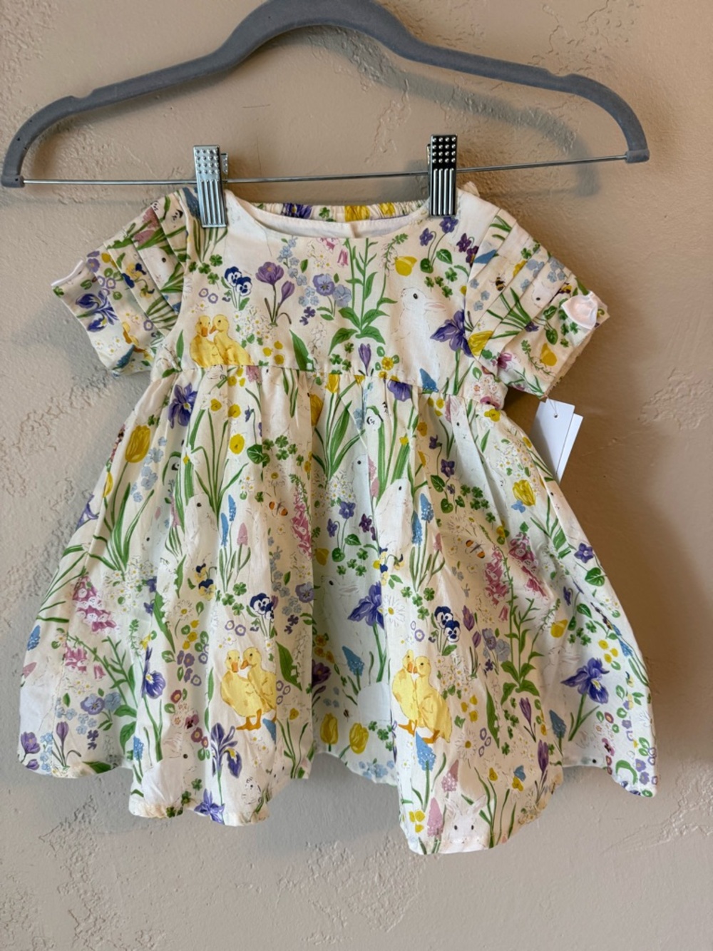 Rare Editions Girls Duckie Bunny Sundress with Pleated & Ribbon Trim Easter 9m
